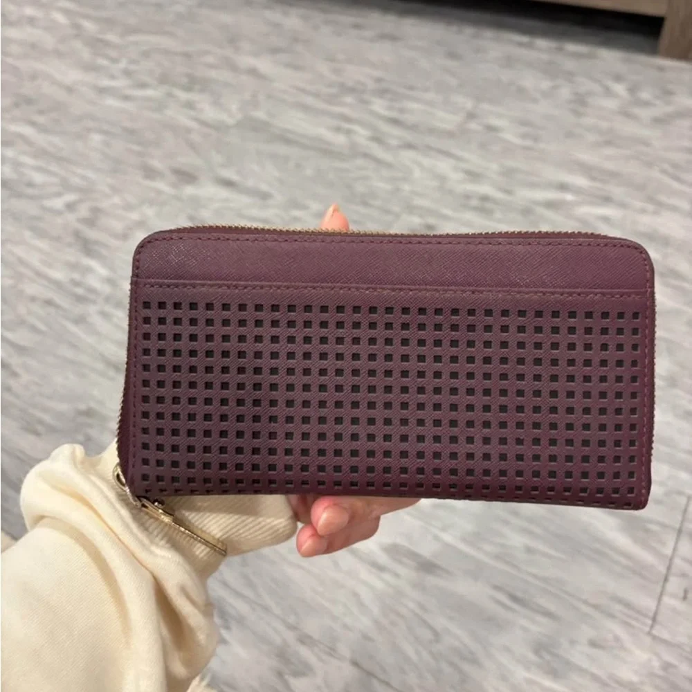 Kate Spade Maroon Laser-Cut Wallet